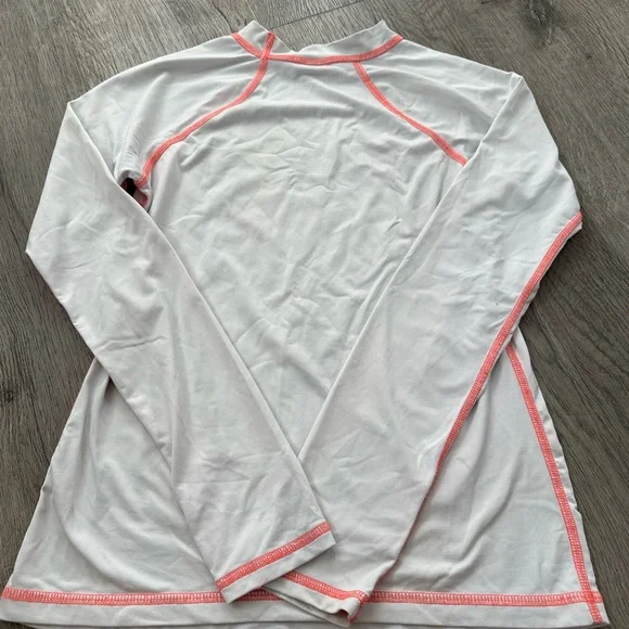 Billabong Cream and Coral Rashguard White Accent Top - Picture 2 of 4